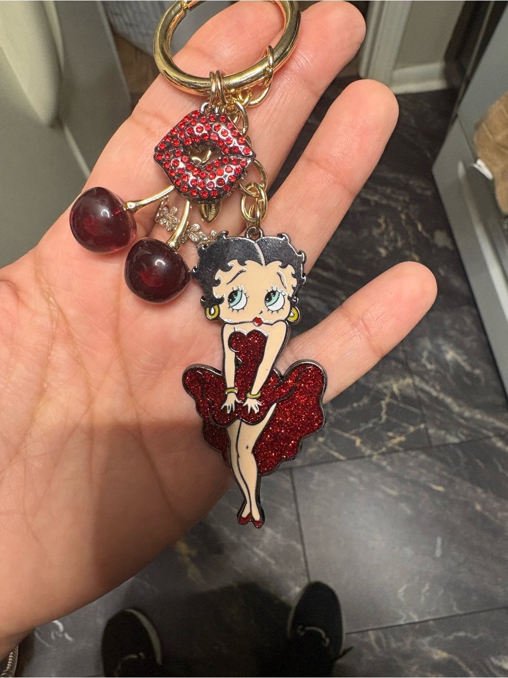 Betty Boop, Cherry & Kiss Lips Bag Charm or Key Chain - NWT - Picture 3 of 3